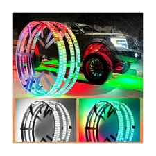 Adjustable 14-18inch RGBW Wheel Ring Lights for Truck SUV Car Remote