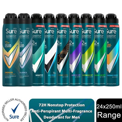Sure Men Anti-Transpirant 72H Nonstop Protection Deodorant 250ml, 24er Pack