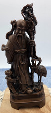 Shou Lao figurine Vintage Chinese Shou Lao God of Longevity & Child with Crane Carved Resin Figurine — listing 2