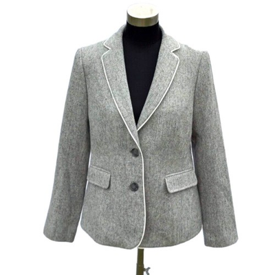 #ad Talbots Woman Aberdeen Herringbone Tweed Blazer 14W Grey Wool Preppy Classic $48.00
