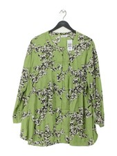 Masai Women's Top M Green Floral 100% Viscose Long Sleeve Round Neck Tunic