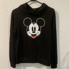 Disney Mickey Mouse Women s M Black Pullover Hoodie Drawstring Graphic Logo