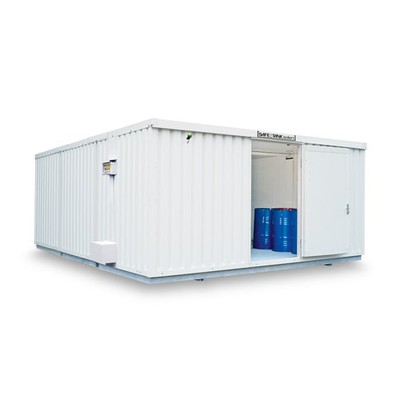 Gefahrstoffcontainer / 32 qm / Auffangvolumen 3 x 1.480 l / mit Sensorlüfter