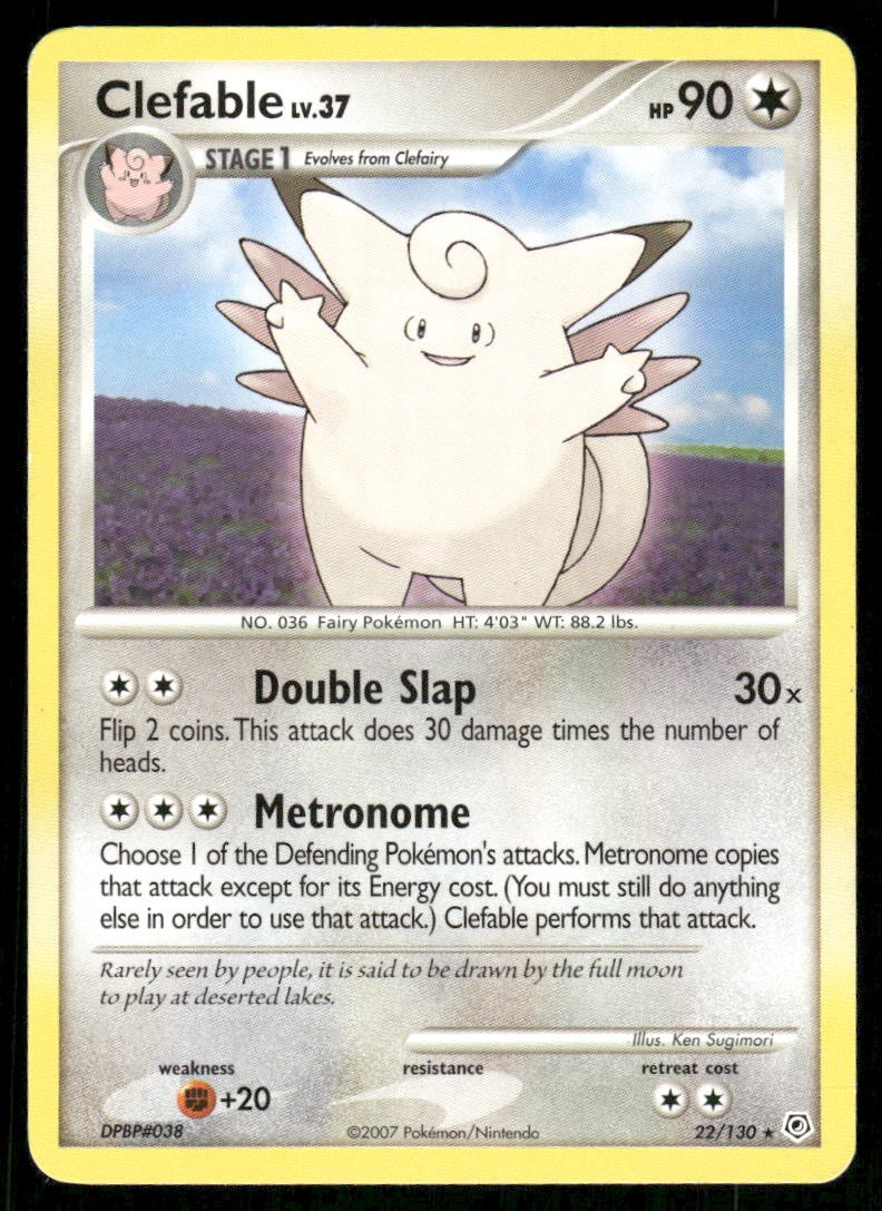 2007 Pokemon Clefable Rare Diamond & Pearl 22/130 DMG