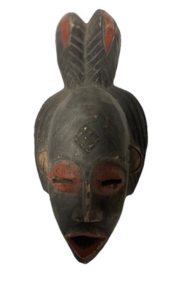 Vintage Handmade Finely Crafted Fanti Tribal Mask-Hand Carved In Ghana-17x10x6 