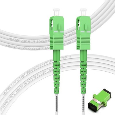 Armored SC/APC to SC/APC Fiber Optic Cable, 5m Single Mode Patch Cable
