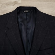Jos A Bank Flannel Tweed Blazer Men's 43L Blue Wool Three Button Singe Vented