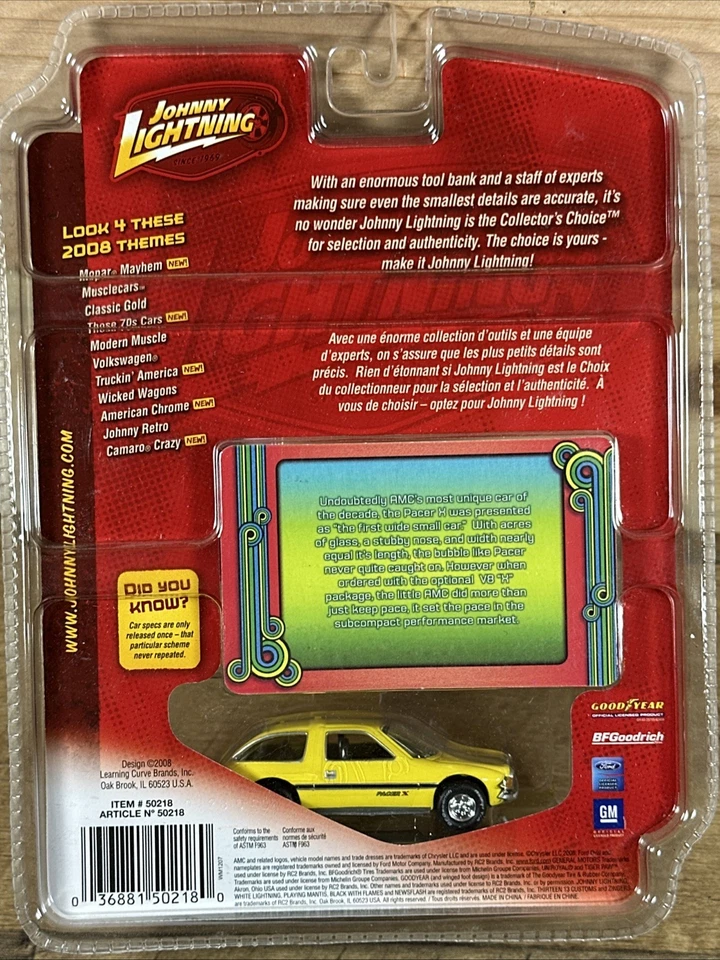 Johnny Lightning Yellow ‘77 AMC Pacer X Those 70s Cars R2 1:64 2008 Diecast - Image 3 of 4