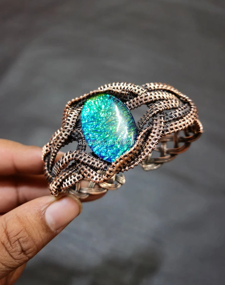 Brazalete Brazalete Australiano Triplete Ópalo Cobre Envuelto en Alambre Joya Ajustable Foto 3 de 4