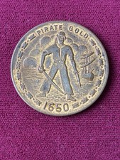 1650 "Pirate Gold" One Doubloon Anno Domini Brass Medallion / Token from 1950s