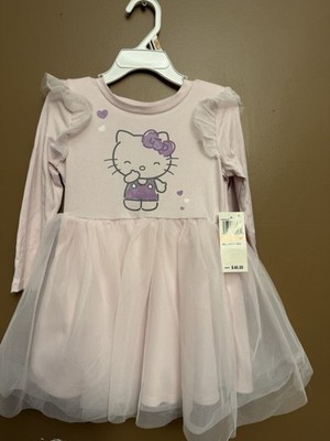 Hello Kitty long sleeve Pink dress with tulle, size 2T NWT