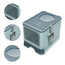 Large Cat Litter Box Hooded Litter Tray Drawer Anti-Splashing Self Cleaning UK