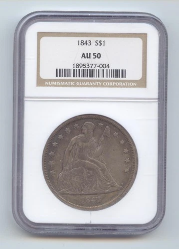 1843-P Seated Liberty Dollar — photo from the most recent tracked eBay sale