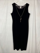 Vintage R & M Richards Chocolate Brown Midi Slip Dress With Chain Necklace