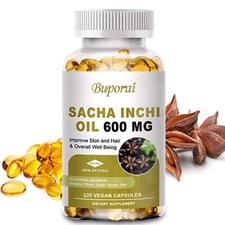 Sacha Inchi Oil 120pcs, Support Skin,Hair and Overall Health, Enhance Memory