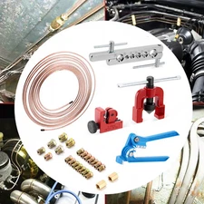 Brake Line Pipe Repair Kit 3/16 25FT Copper Pipe Flaring Tool + 22 Nuts Fittings