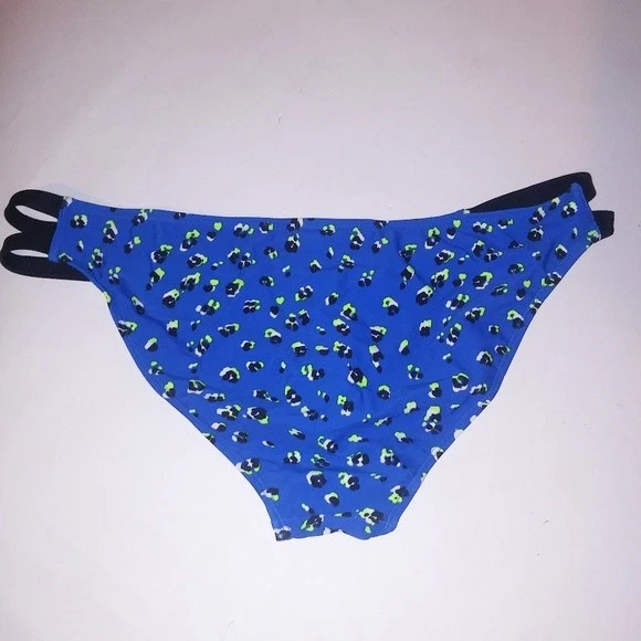 Joe Boxer Swim Suit Bikini Bottom Blue Yellow Black Leopard Strappy Animal - Image 3 of 3
