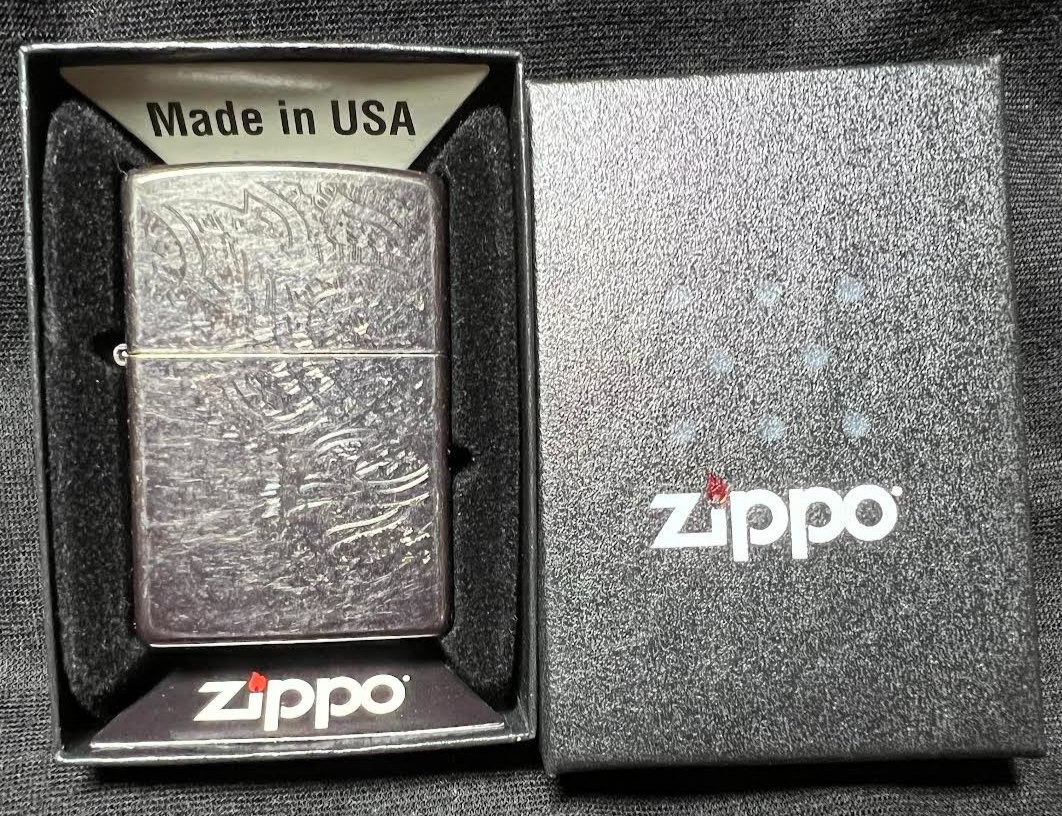 ZIPPO Lighter Iced Paisley Front Back Gray Dusk NIB W/CERT ZIPPO Lighter Iced Paisley Front Back Gray Dusk NIB W/CERT