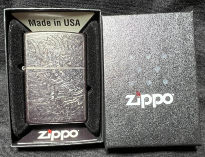 ZIPPO Lighter Iced Paisley Front Back Gray Dusk NIB W/CERT
