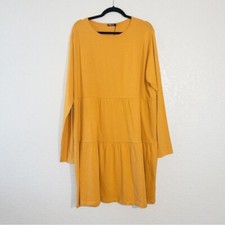 NWT Nasty Gal Mustard Long Sleeve Tiered Smock Dress Size 22