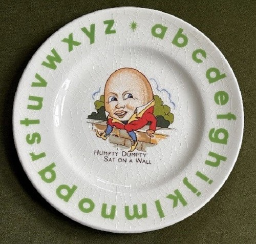 Wood & Sons Burslem England Nursery Rhyme Alphabet Bowl & Plate w/ Humpty Dumpty - Picture 3 of 9