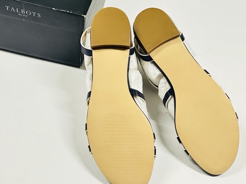 *NEW* Talbots Women’s 8.5, Sandals, Keri Bow, Indigo Blue, 100% Vachetta Leather - Picture 9 of 13