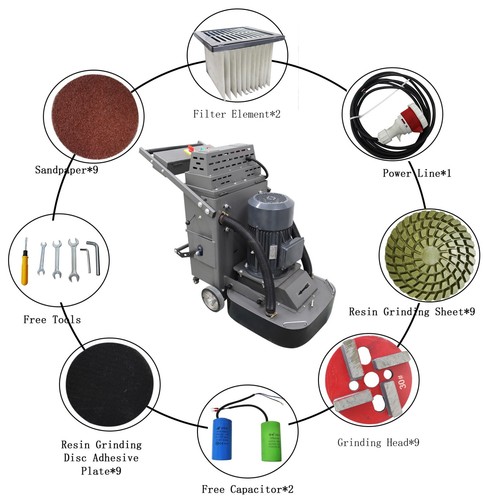 Hand-push Cement Ground Grinder 220V Floor Grinding Polishing Machine 7500W - Picture 9 of 24