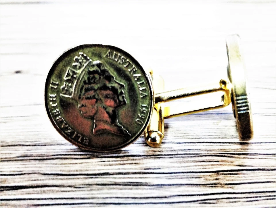 Australia  - Coin Based Cufflinks - 2 Dollars - Aboriginal elder - Image 3 of 4