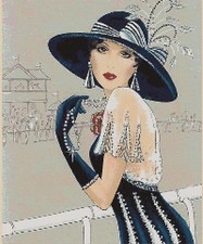 Art Deco Lady in Navy Counted Cross Stitch CHART No. 1-197