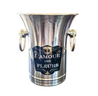 French Style Champagne Bucket Flower Vase Stainless Steel with Ring Handles 7"