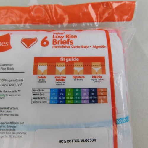 18 Pair Hanes Girls Tagless Cotton Low-Rise Brief Panties - Size 10 - #4662 - Picture 10 of 12