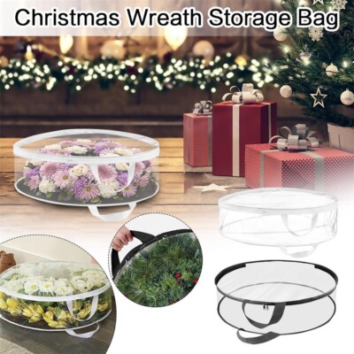 24/30in Christmas Wreath Storage Bag Round PVC Transparent Bags Christmas  Gift UK