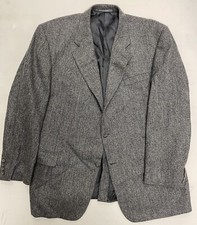 HICKEY FREEMAN Herringbone Wool Sport Jacket in Heather Black Size 46 R