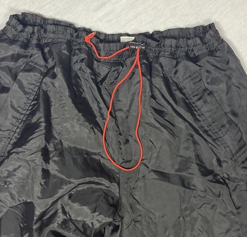 90s Marlboro Fleece Lined Joggers Pants Drawstring Black Zip Pockets Men's LG - Picture 2 of 9