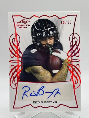 Rico Bussey Jr. 2021 Leaf Trinity #TPA-RBJ Autograph /15 Ruby Spectrumm Auto RC