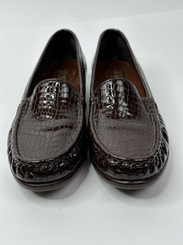 SAS Simplify Loafers Womens 8N Brown Patent Croc Pattern Tripad Comfort Shoes - Picture 7 of 13