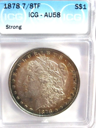 1878 7/8TF MORGAN SILVER DOLLAR ICG AU58 STRONG