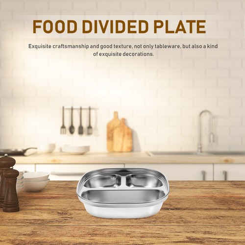 Compartment Plate 304 Stainless Steel Baby Portion Control Lunch Tray - Picture 7 of 11