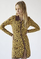 Urban Outfitters Dress Mini Floral Goldie Asymmetrical XS Knit Retro 60’s Hippie