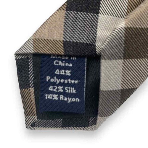 NWT Croft & Barrow Black Brown White Check Plaid Silk Blend Neck Tie - Picture 4 of 5