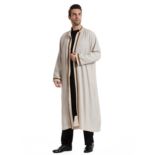 Saudi Thobe Jubba Men Muslim Open Robe Dishdasha Abaya Men Islamic Kaftan Thoub - Picture 12 of 60