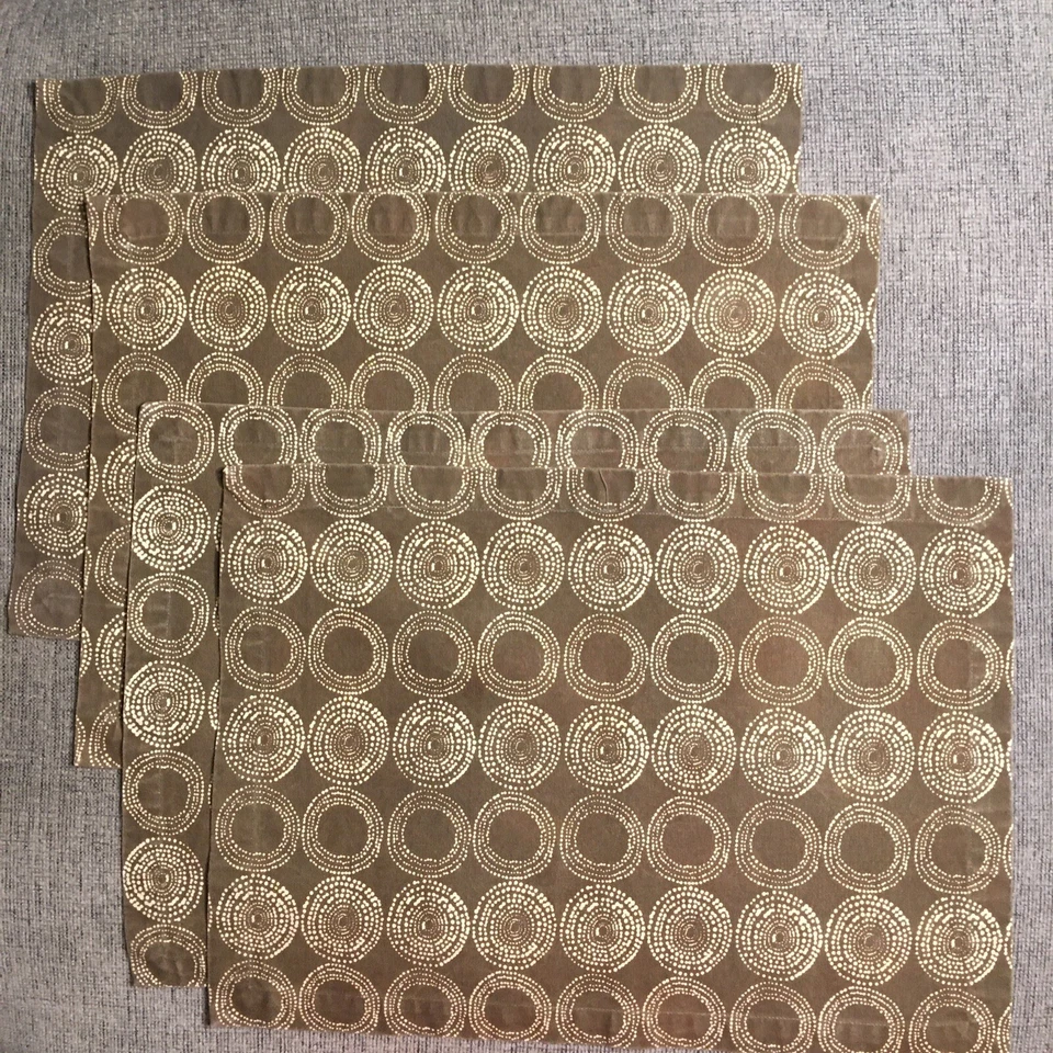 Crate & Barrel Paloma Placemats Cloth Set of 4 14 x 19" Tan/Brown Cotton - Image 4 of 4