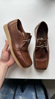 Next Rare Brown Leather Shoes MM6 Style Size 43 Made In Portugal Wide Leg