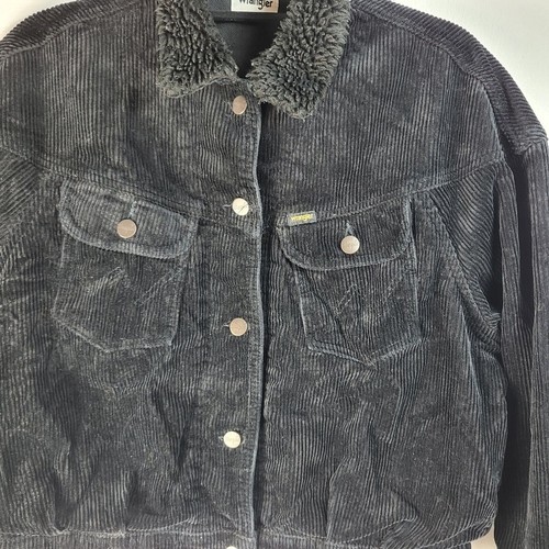 Wrangler Unisex 80er Western Cord Jacke Sherpa Kragen gefüttert schwarz Gr. S - Bild 4 von 10