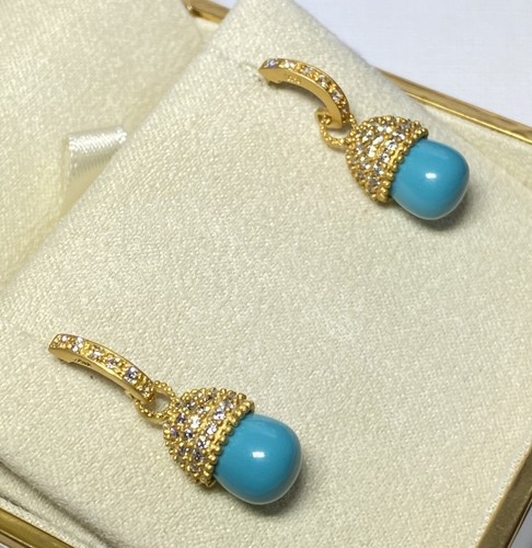 Freida Rothman Ohrringe 14 Karat vergoldet über Sterlingsilber 925 CZ & Türkis - Bild 3 von 10