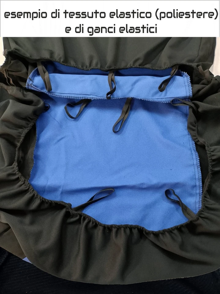 Coprisedili per panda 2003-2012 in cotone grigio /nero -su misura, made in italy - Immagine 3 di 4