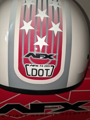 AFX FX-200S WHITE W/STARS MOTORCYCLE HALF HELMET SIZE MEDIUM #H104 - Picture 7 of 7
