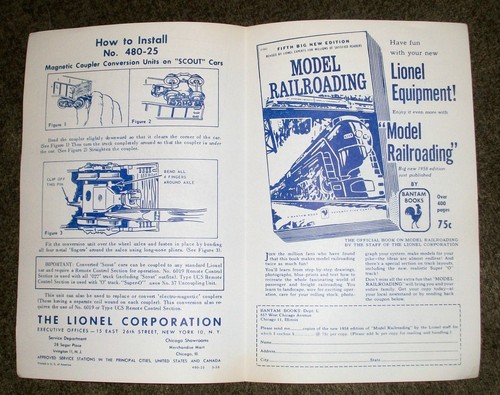 VTG 1958 Lionel 480-25 Scout Car Production Error Double Instruction 480-23 3-58 - Picture 4 of 4