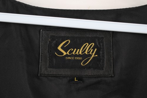 Vintage 90s Scully Mens Large Soft Leather Western Button Vest Jacket Black - Picture 7 of 15