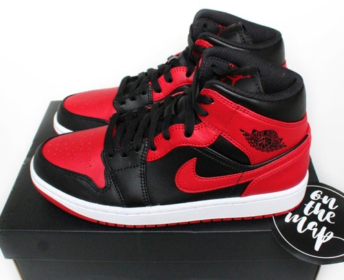 Nike Air Jordan 1 Retro Mid Banned Rosso Nero Bianco UK 3 4 5 6 7 8 9 US Nuove - Foto 1 di 12